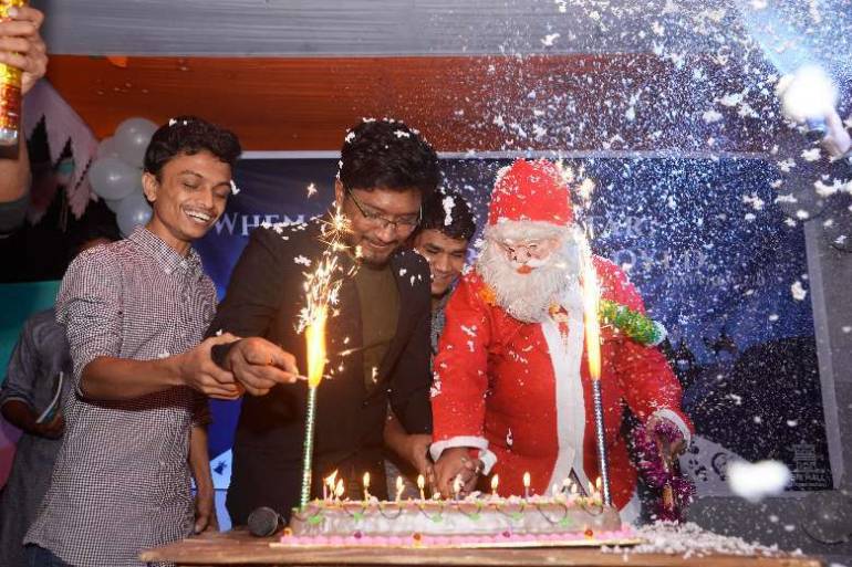 Christian students hold a pre-Christmas party at a hostel in Bangladesh's capital Dhaka