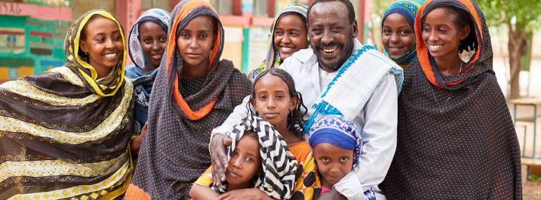 Mura Arabe (second from the right) and her family in Afar, Ethiopia. 